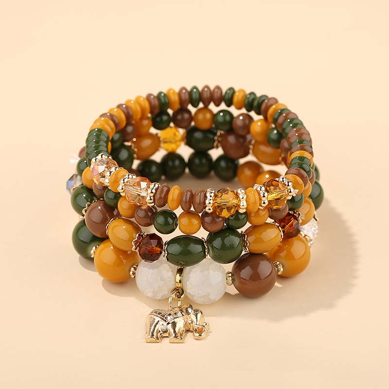 Elephant Crystal Luck Healing Charm Bracelet