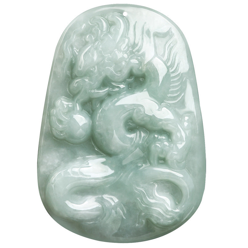 Buddha Stones Chinese Zodiac Flying Dragon Jade Protection Necklace String Pendant