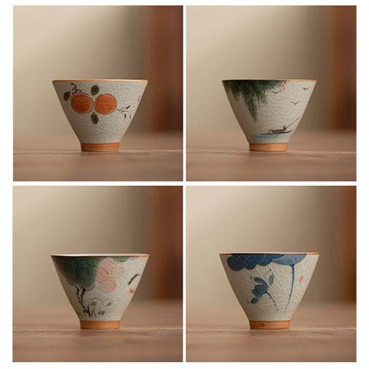 Buddha Stones Persimmon Boat Koi Fish Lotus Ceramic Teacup Kung Fu Tea Cup 50ml