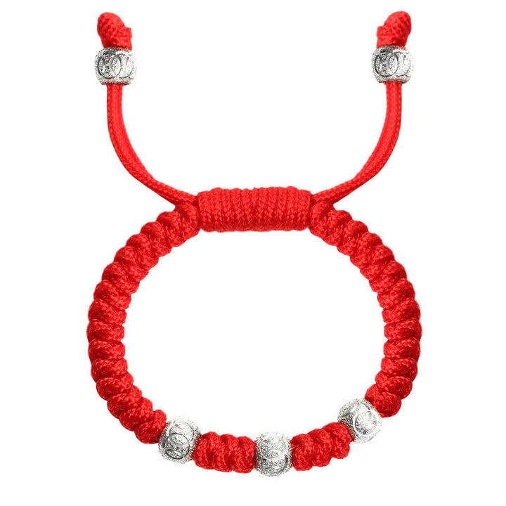 Buddha Stones 925 Sterling Silver King Kong Knot Multicolored Red String Strength Handmade Braided Kids Child Bracelet