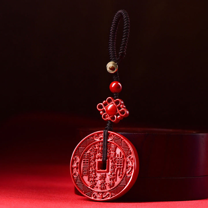 Buddha Stones Natural Cinnabar Mountain Ghosts Spend Money Bagua Blessing Necklace Pendant Key Chain