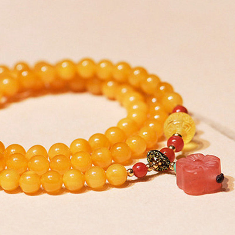 Amber Healing Balance Necklace Flower Charm Bracelet