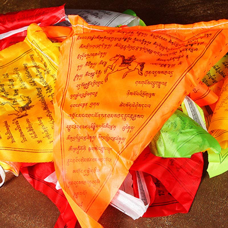 Tibetan Blessing Outdoor 25 Pcs Triangle Prayer Flag Decoration