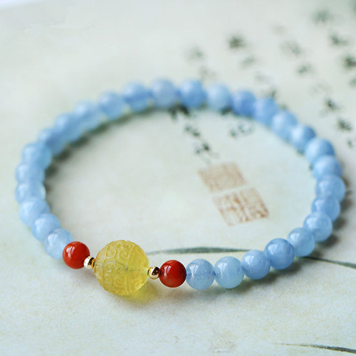 Natural Aquamarine Amber Healing Bracelet