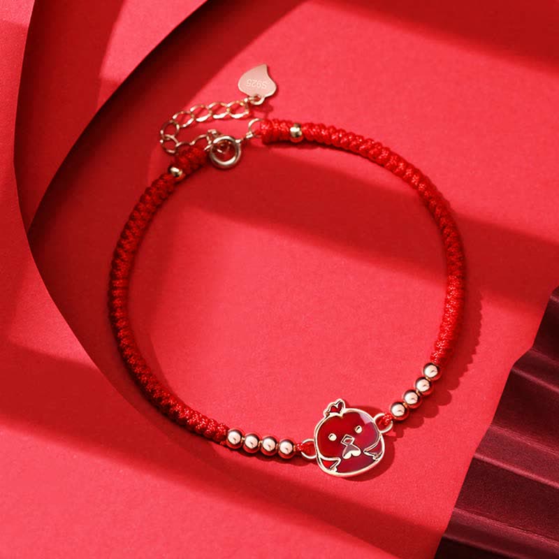 Buddha Stones 925 Sterling Silver Chinese Zodiac Luck Faith Discolor Red String Bracelet