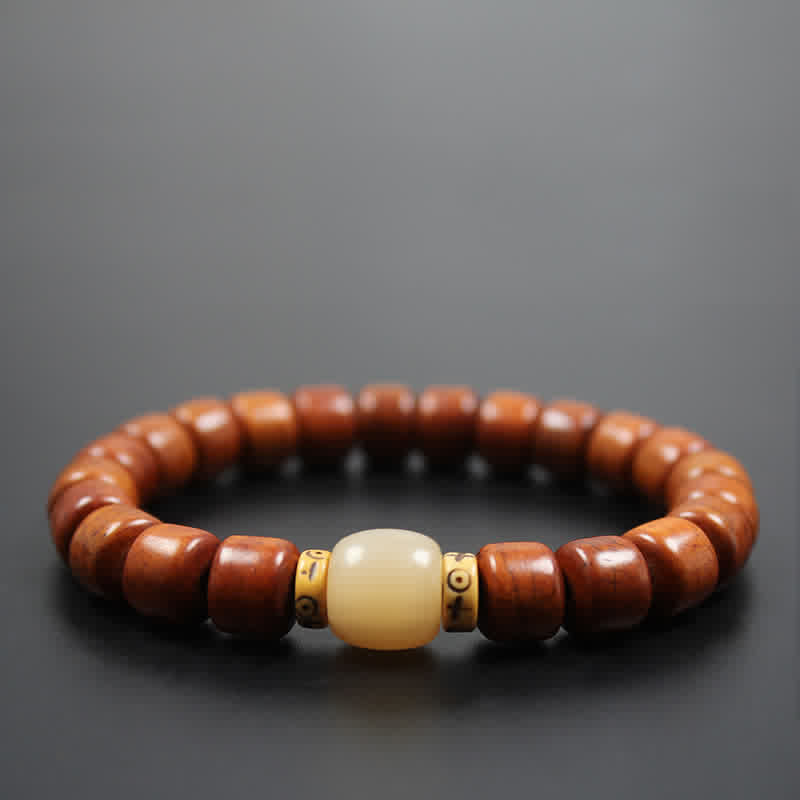 Buddha Stones Tibetan Yak Bone Om Mani Padme Hum Strength Bracelet