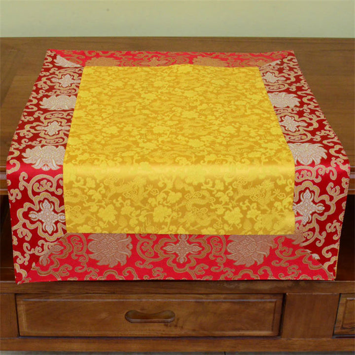 Brocade Prayer Altar Flower Vajra Dragon Pattern Auspicious Symbols Table Runner