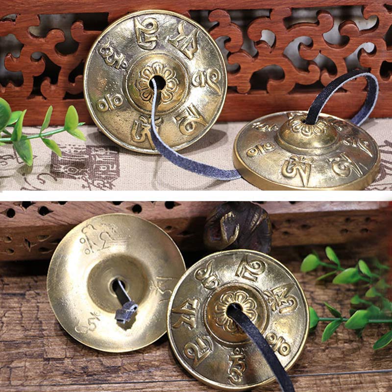 Buddha Stones Tibetan Tingsha Bell Six True Words Dragon Copper Balance Decoration With Bag