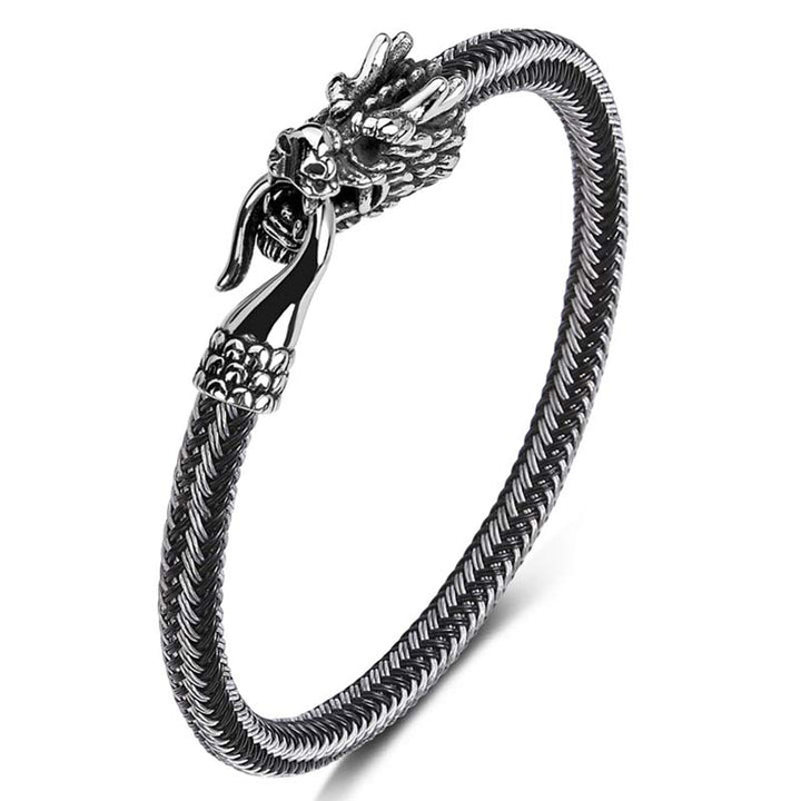 Buddha Stones Dragon Titanium Steel Protection Luck Bracelet