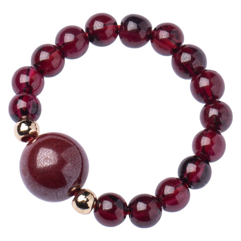 Buddha Stones Garnet Cinnabar Lucky Bead PiXiu Om Mani Padme Hum Rose Protection Ring