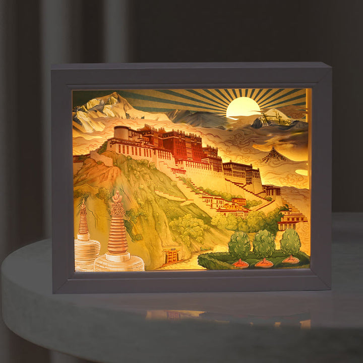 Tibet Potala Palace Paper LED Carving Lamp Art Night Lights Creative LED Table Lamp