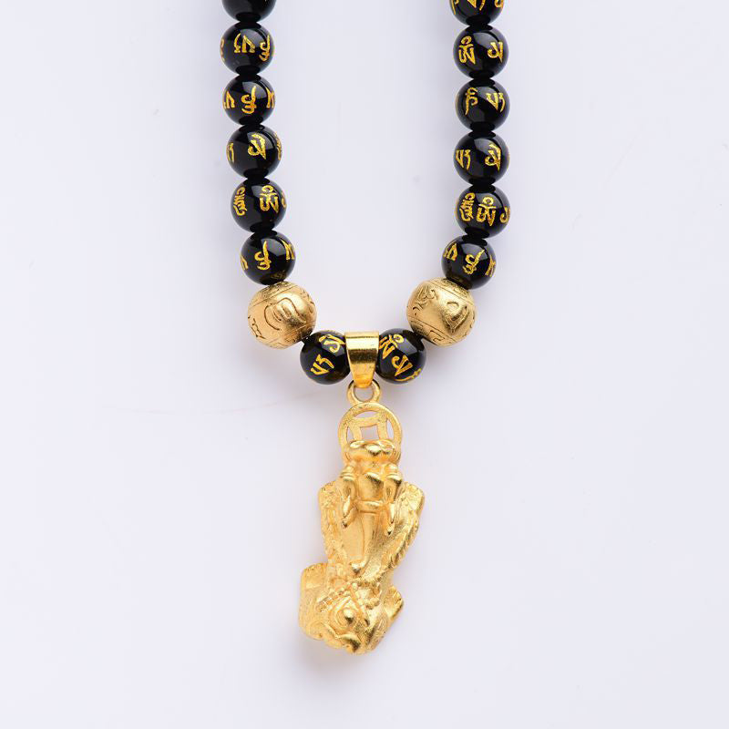 FengShui Obsidian PiXiu Wealth Necklace