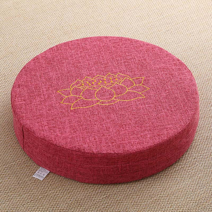 Lotus Embroidery Cotton Linen Meditation Seat Cushion