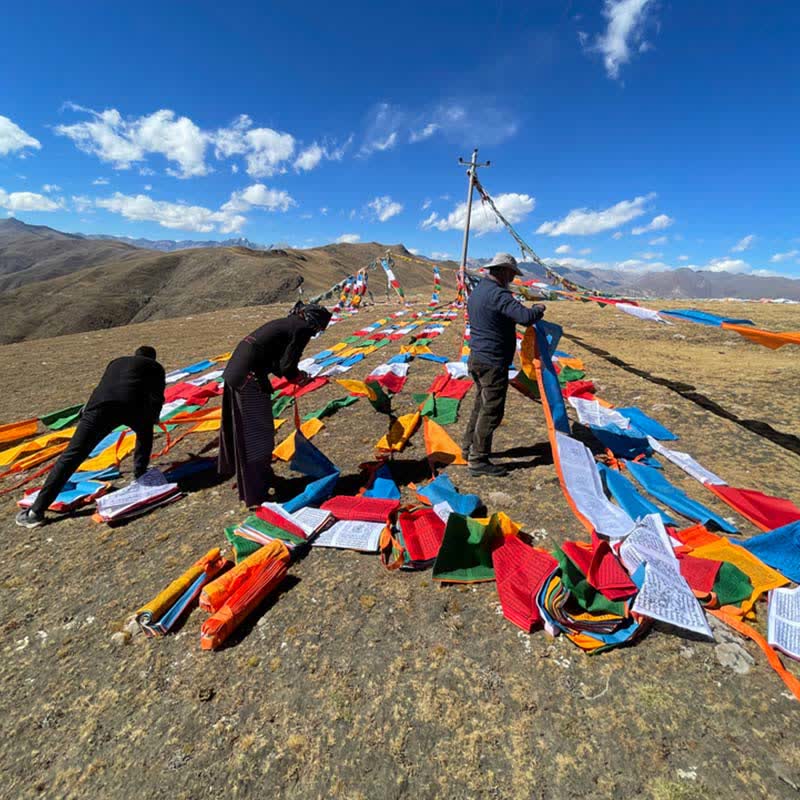 Tibetan 5 Colors Silk Windhorse Auspicious Outdoor 25 Pcs Prayer Flag