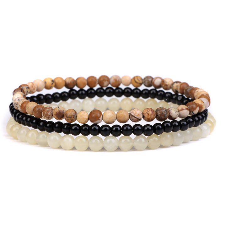 Buddha Stones 3Pcs Natural Crystal Stone Inner Peace Spiritual Bracelet