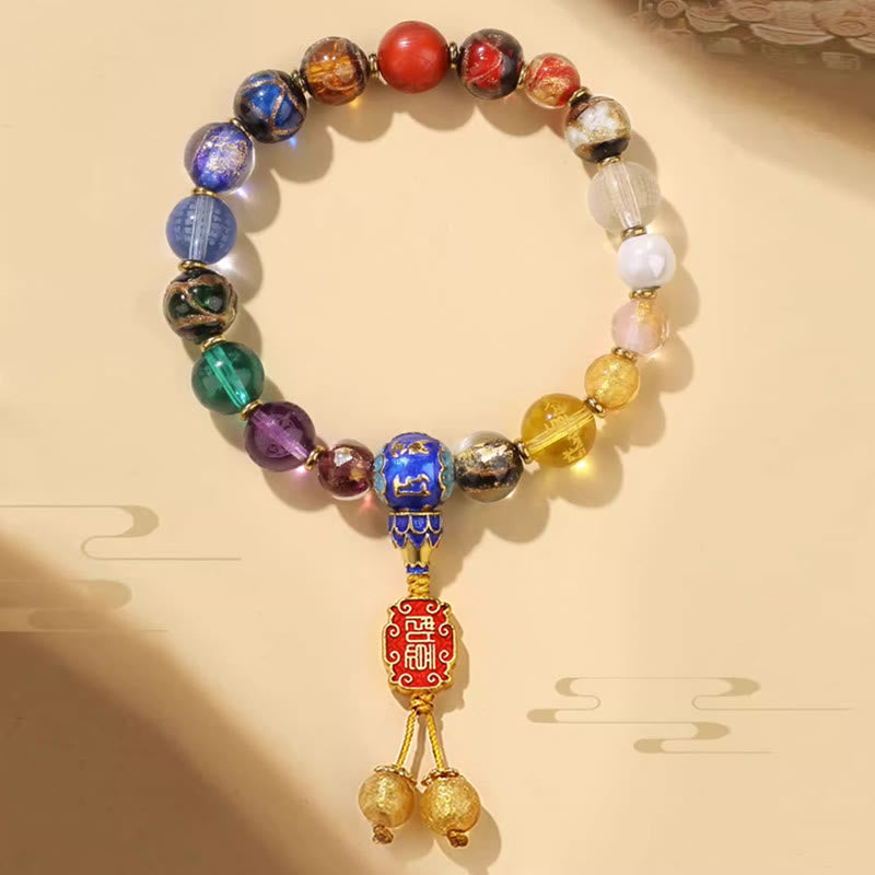 Buddha Stones Tibetan Colorful Incense Ash Liuli Glass Bead Om Mani Padme Hum Dorje Vajra 18 Beads Wrist Mala