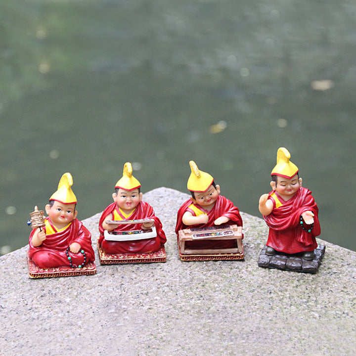 Buddha Stones Hand Painted Tibetan Lama Figures Carved Creative Home Office Car Decoration Ornament