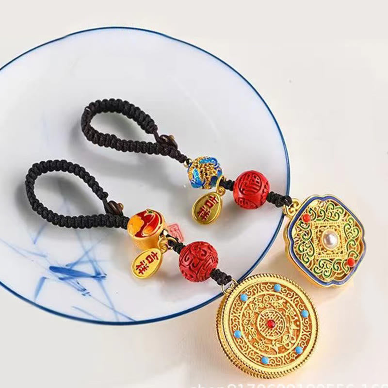 Buddha Stones Fu Character Blessing Ruyi Charm Key Chain