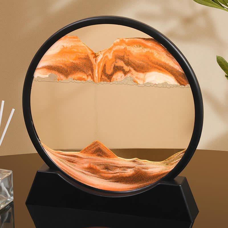 Moving Sand Art Picture Round Glass Deep Sea Sandscape Flowing Sand Home Decoration