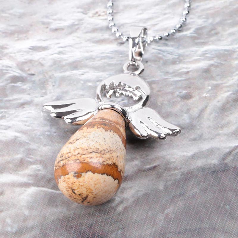 Buddha Stones Little Angel Wings Natural Crystal Luck Necklace Pendant