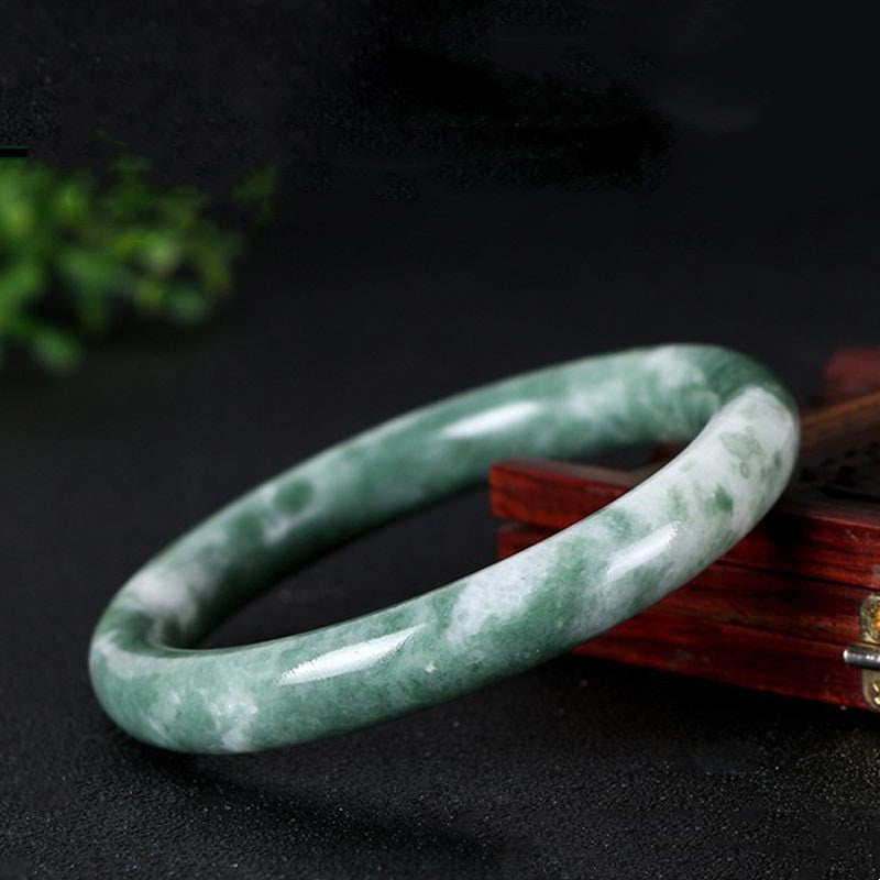 Buddha Stones Natural Jade Luck Abundance Bangle Bracelet