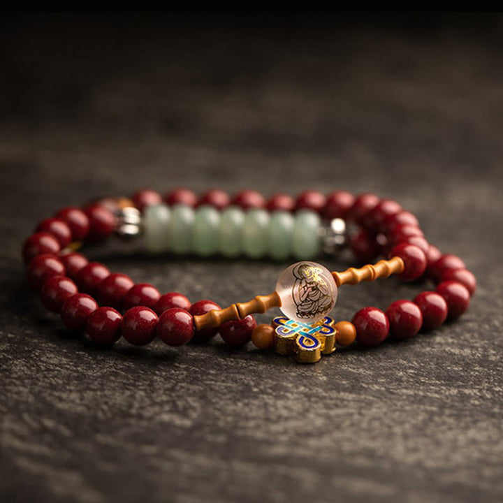 Buddha Stones Chinese Zodiac Natal Buddha Red Agate Small Leaf Red Sandalwood Cinnabar Amulet Blessing Double Wrap Bracelet