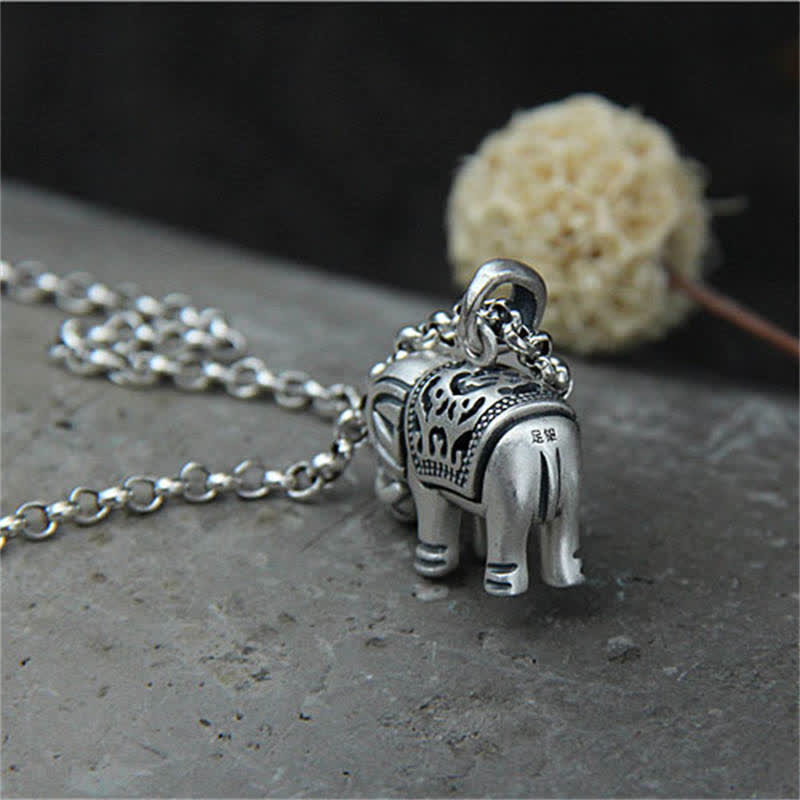 990 Sterling Silver Elephant Strength Necklace Pendant