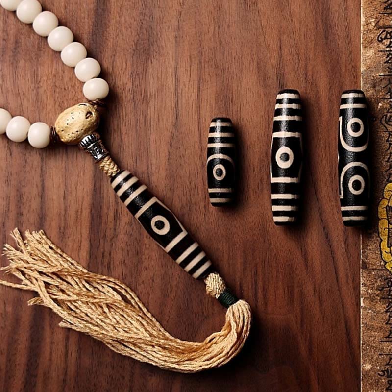 Buddha Stones Tibet 108 Mala Beads Bodhi Seed Bagua Vajra Dzi Bead Gray Agate Wealth Bracelet