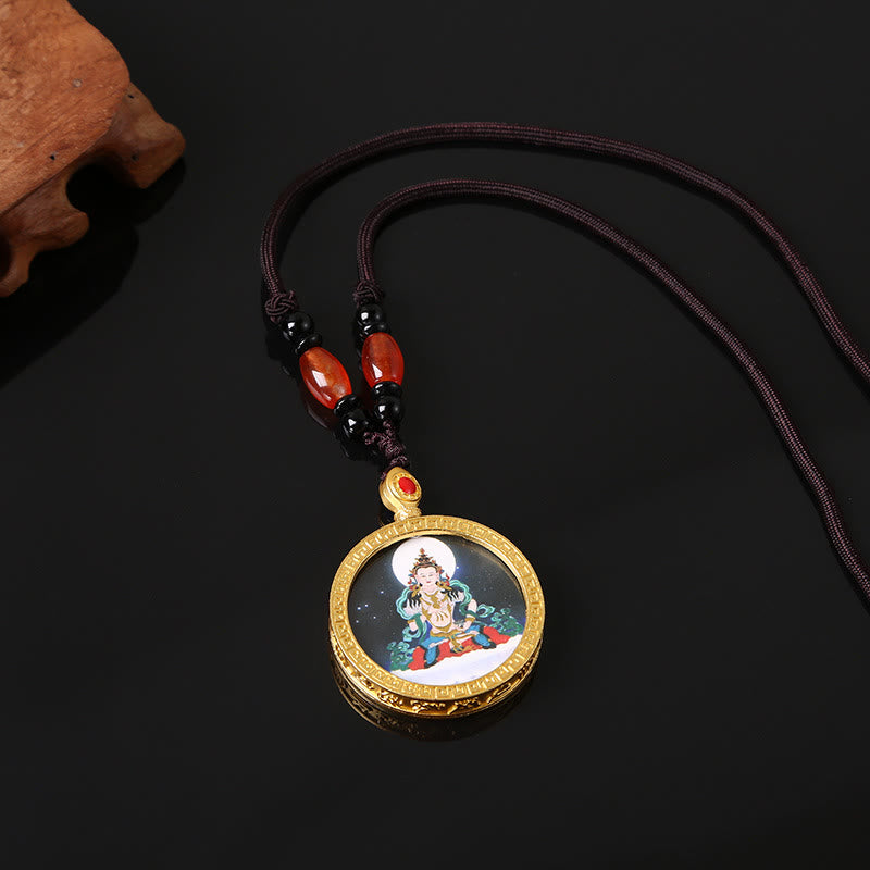 Buddha Stones Tibetan Buddha Om Mani Padme Hum Kwan Yin Avalokitesvara Serenity Necklace Pendant