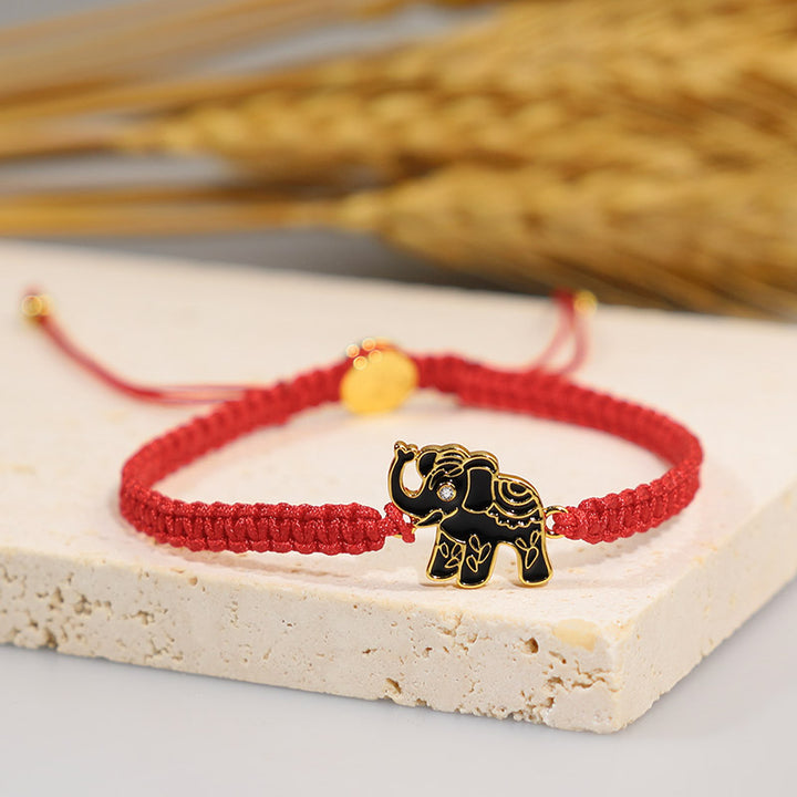 Tibetan Handmade Wise Future Elephant Red String Bracelet