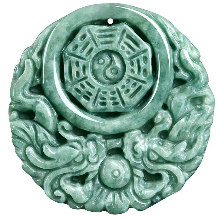 Buddha Stones Dragon Jade Yin Yang Balance Necklace String Pendant