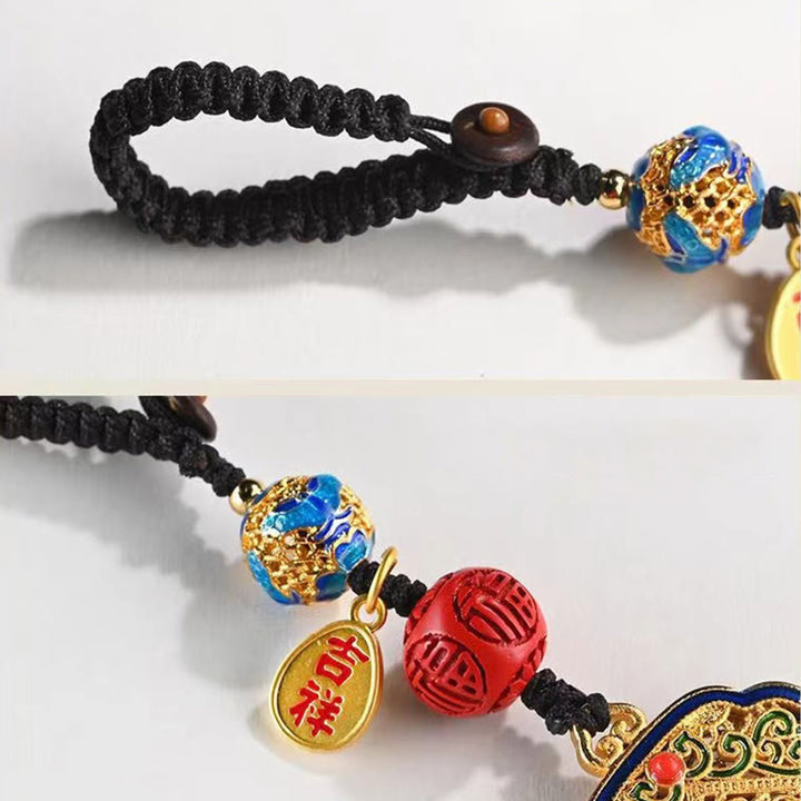 Buddha Stones Fu Character Blessing Ruyi Charm Key Chain