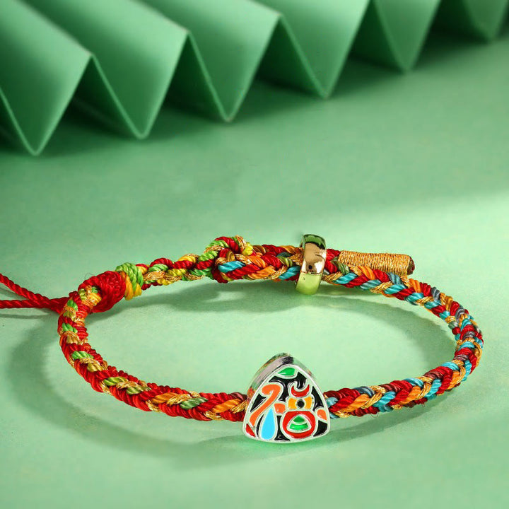 Buddha Stones Multicolored Rope Zongzi Pattern Fu Character Luck Handcrafted Child Adult Bracelet