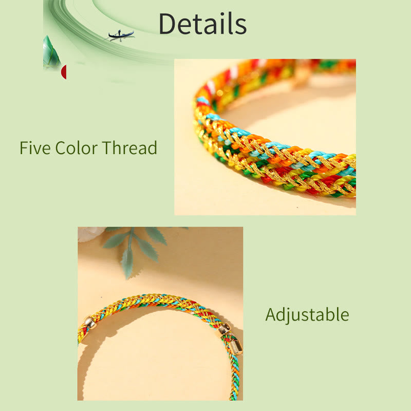 Buddha Stones Colorful Rope Zongzi Pattern Luck Handmade Child Adult Bracelet