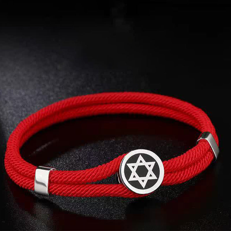 Buddha Stones 925 Sterling Silver Star of David Calm Balance String Bracelet