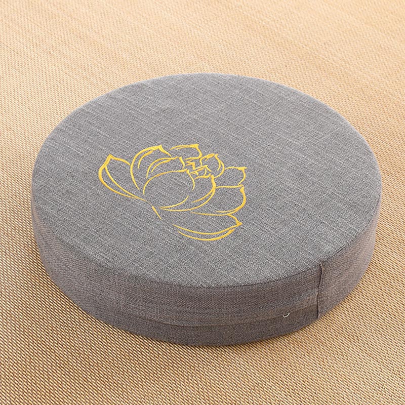 Lotus Embroidery Cotton Linen Meditation Seat Cushion