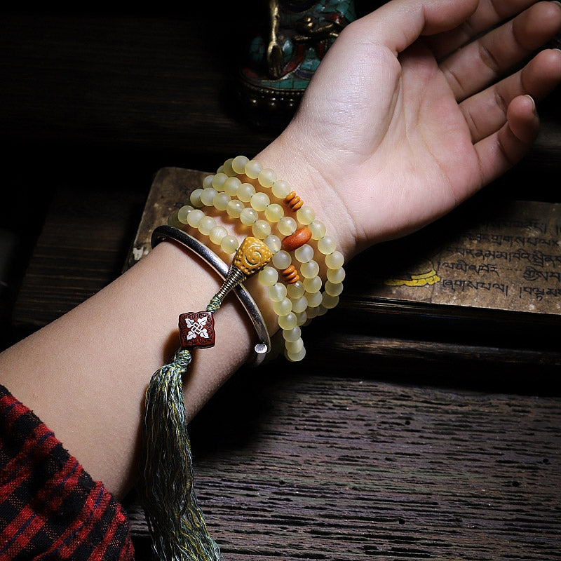 108 Mala Beads Tibet Sheep Horn Amber Luck Bracelet