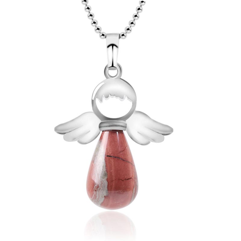 Buddha Stones Little Angel Wings Natural Crystal Luck Necklace Pendant