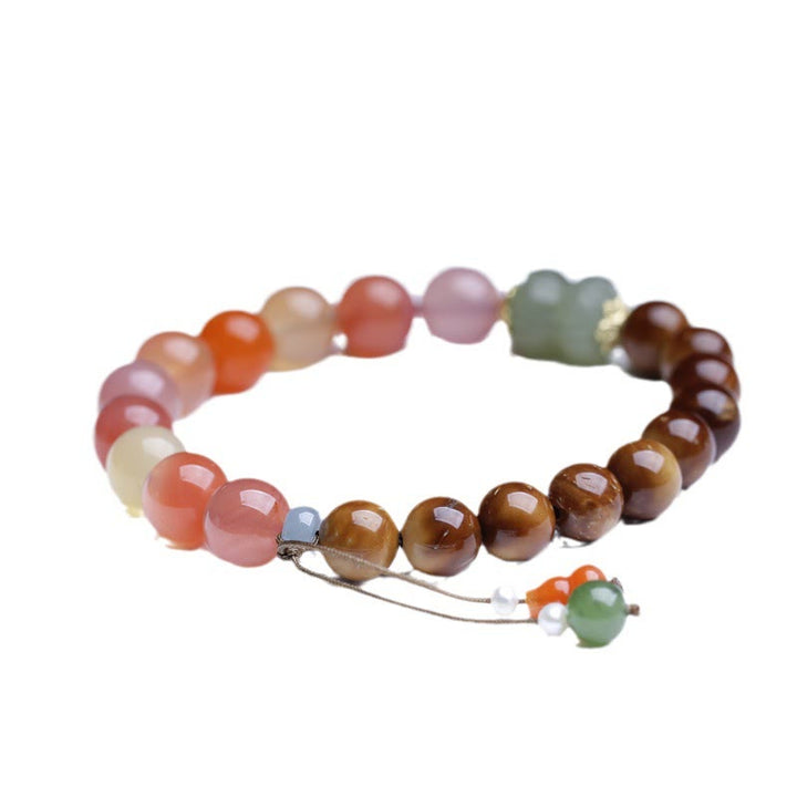 Buddha Stones Kuka Seed Yanyuan Agate Hetian Jade Wealth Protection Bracelet