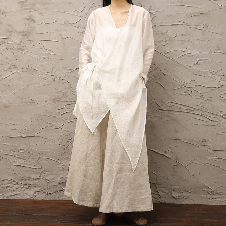 Simple White Beige Pattern Meditation Spiritual Zen Practice Yoga Clothing Women's Clothes