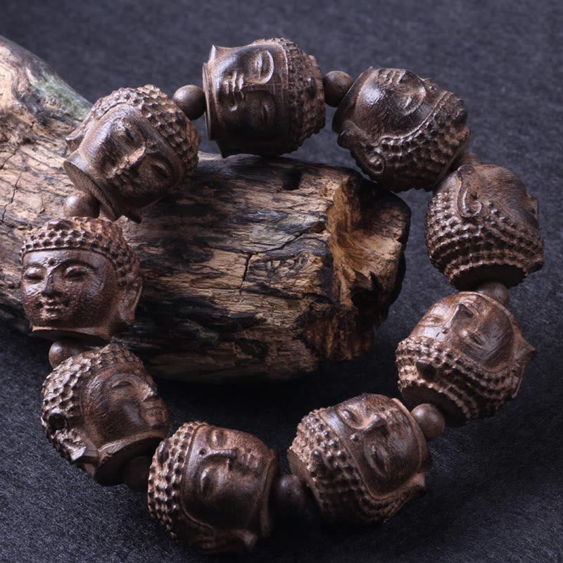 Buddha Stones Agarwood Buddha Carved Calm Bracelet