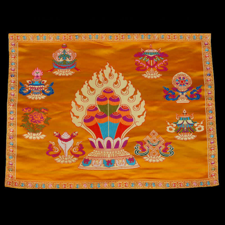 Prayer Altar Mat Healing Meditation 8 Auspicious Symbols Mat