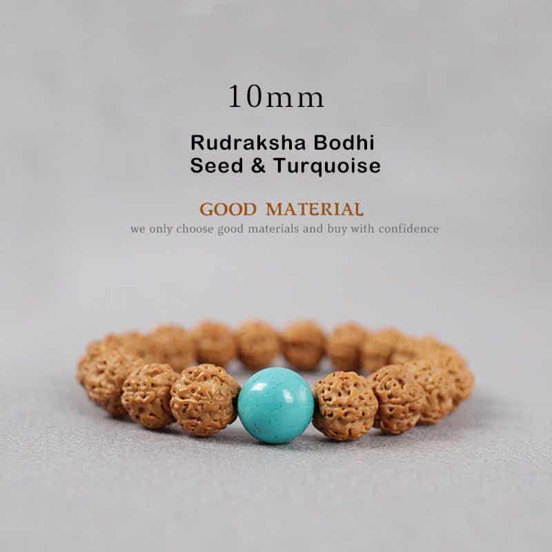 Buddha Stones Tibet Rudraksha Bodhi Seed Dzi Bead Amber Turquoise Wealth Bracelet