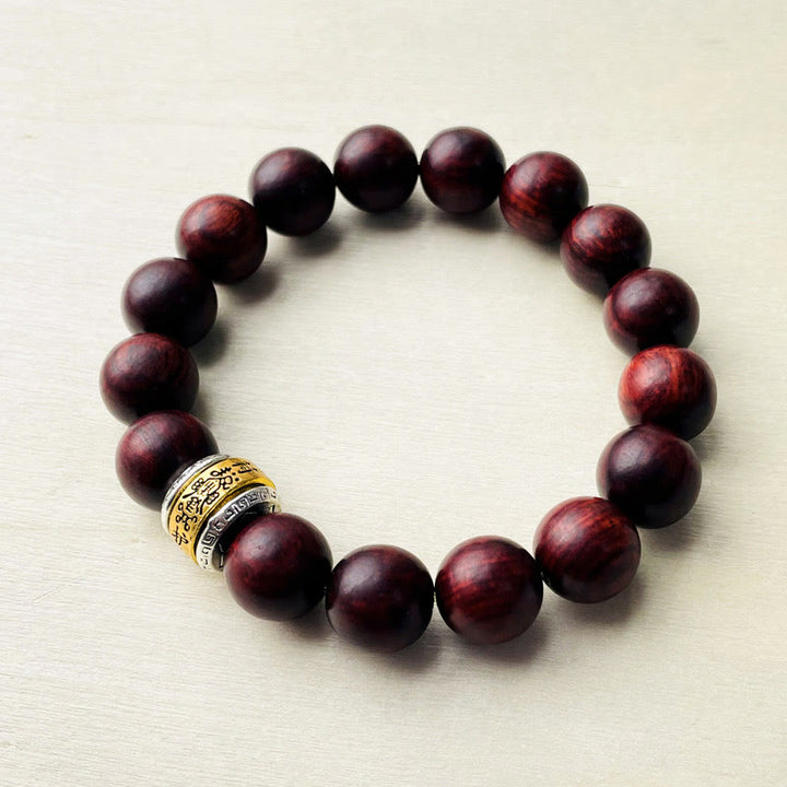 Buddha Stones Small Leaf Red Sandalwood Amulet Protection Bracelet