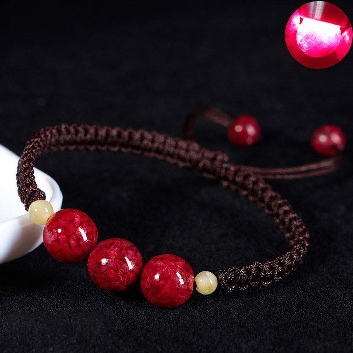 Buddha Stones Cinnabar Blessing Red String Bracelet For Kids