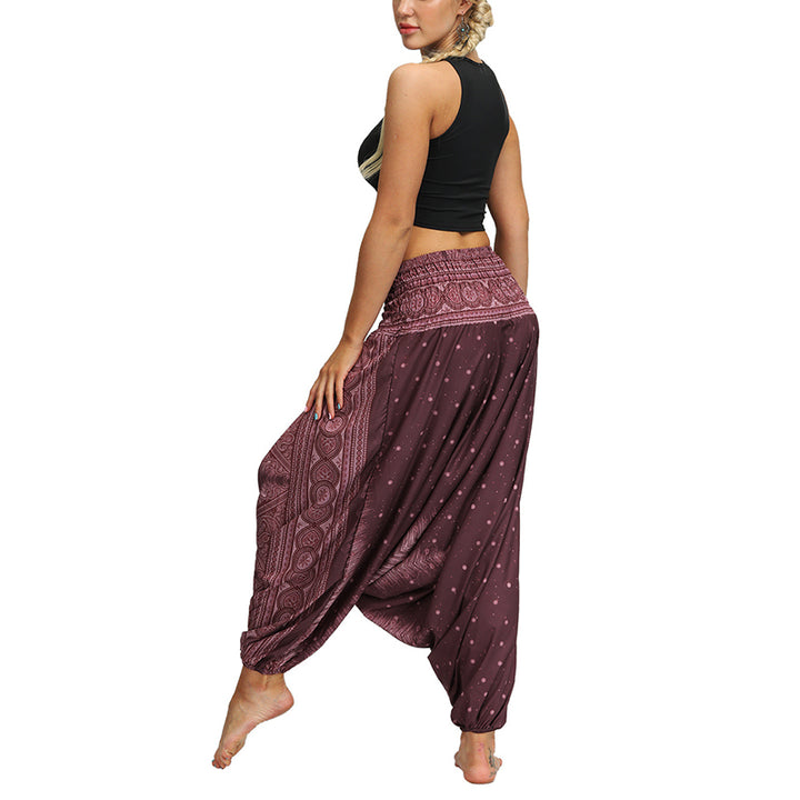 Buddha Stones Boho Feather Yoga Pants Hippie Harem Trousers Sports Fitness Dance Women's Pants