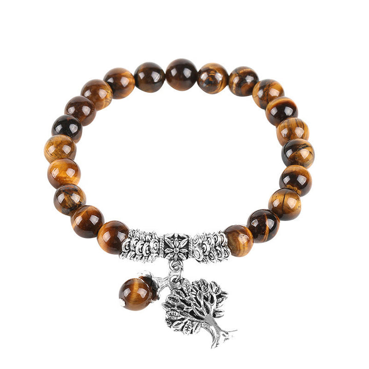 Buddha Stones Natural Gemstone Tree of Life Lucky Charm Stretch Bracelet