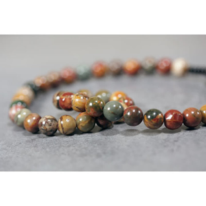 Tibetan Picture Jasper Dzi Bead Positive Protection Bracelet