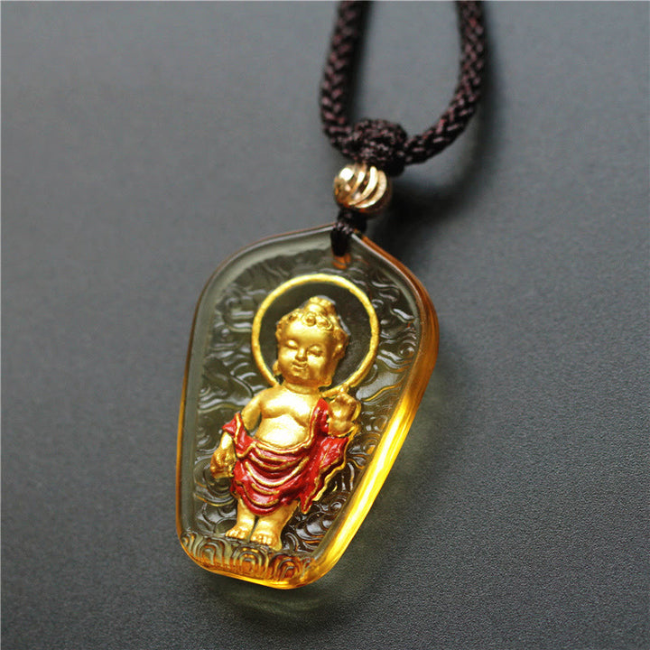 Buddha Stones Tibetan Buddha Liuli Crystal Serenity Necklace Pendant