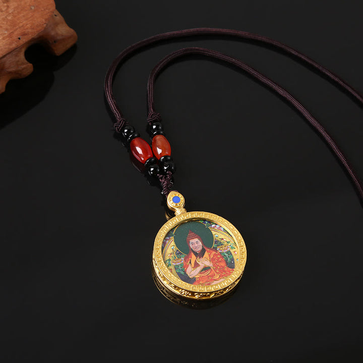 Buddha Stones Tibetan Buddha Om Mani Padme Hum Kwan Yin Avalokitesvara Serenity Necklace Pendant